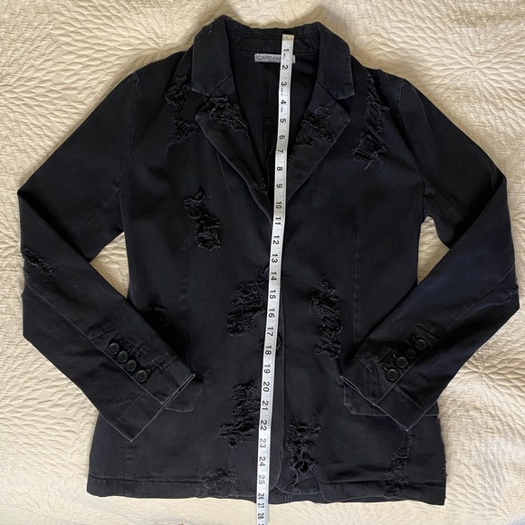 Carmar Black Distressed Blazer size small - Picture 3 of 7